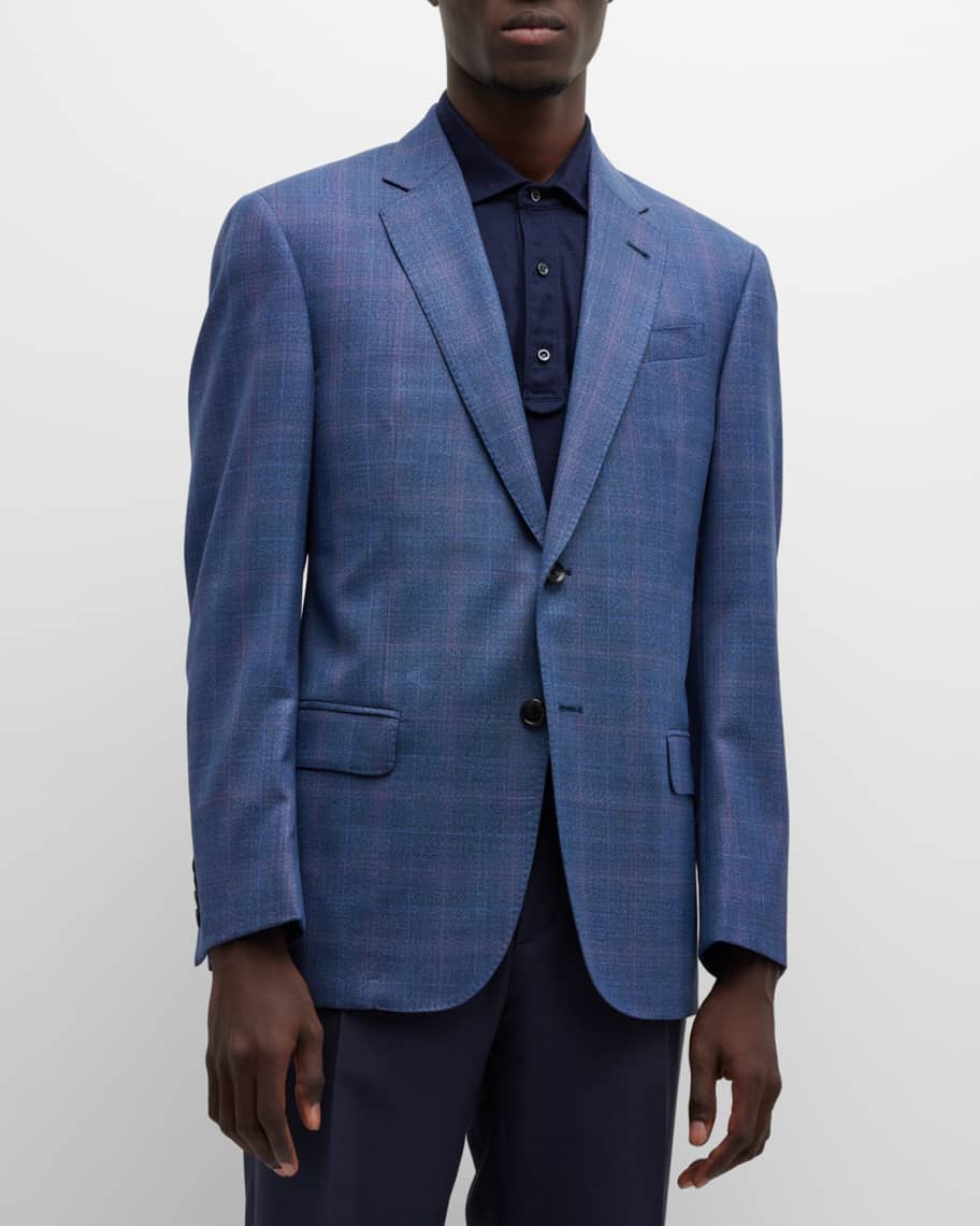Emporio Armani Men's Textured Windowpane Sport Coat | Neiman Marcus