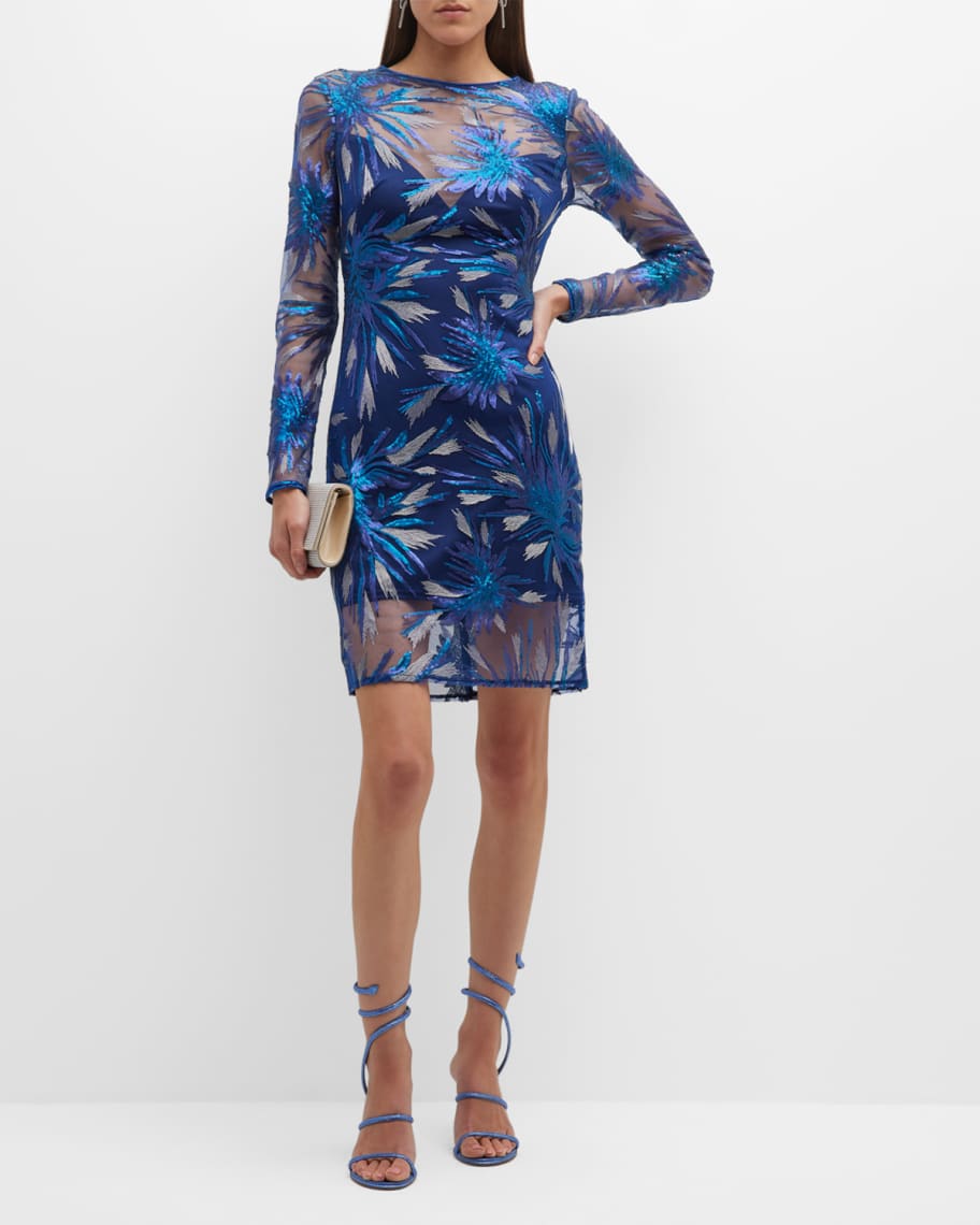 Tadashi shoji on sale embroidered mesh dress