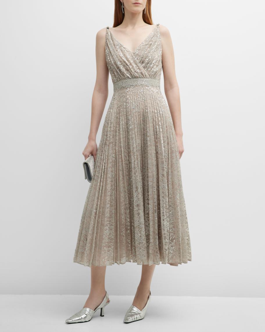 chinese dress ladies Champagne Shimmery Lace Tea-Length Mother of The Bride Dress