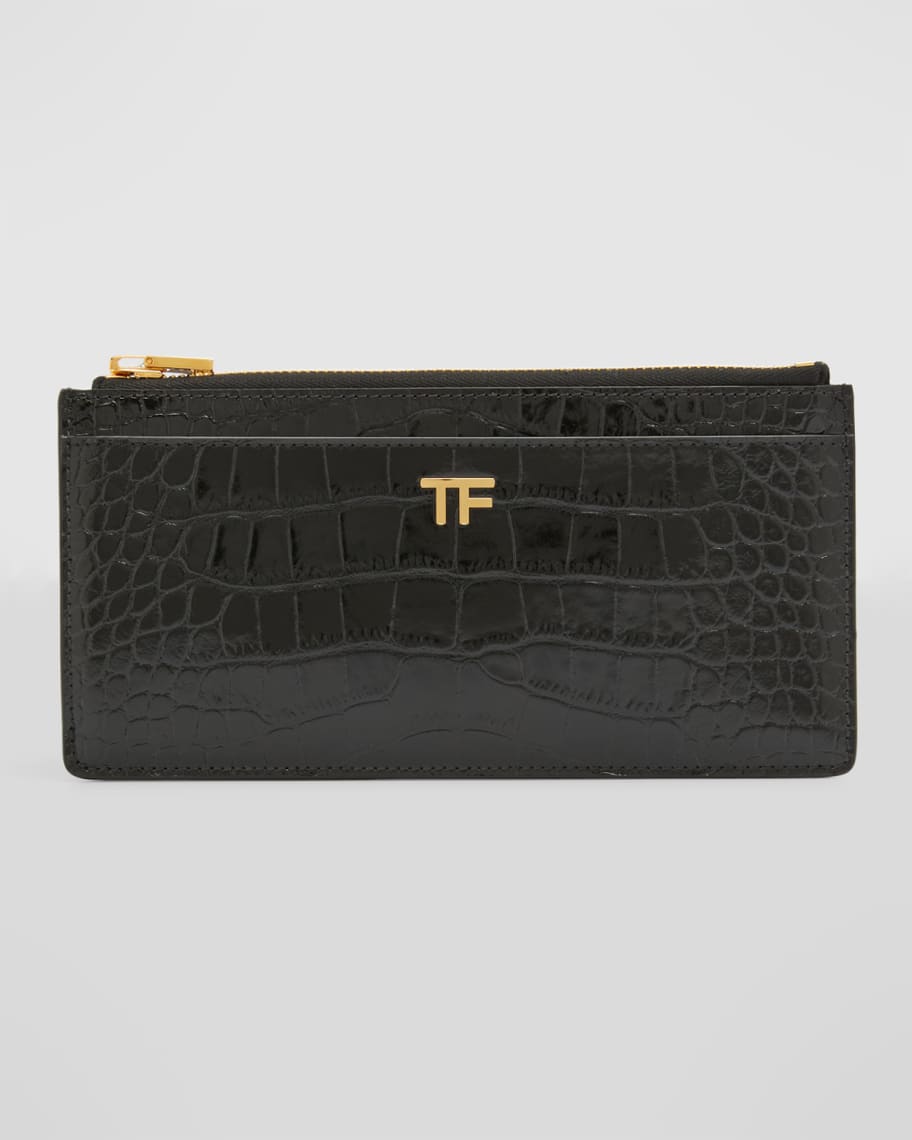 TOM FORD正規品/関税送料込み TF ロゴ Zipper Card Wallet GRAIN LEATHER CLASSIC TF CARD HOLDER WITH ZIPPED POCKET