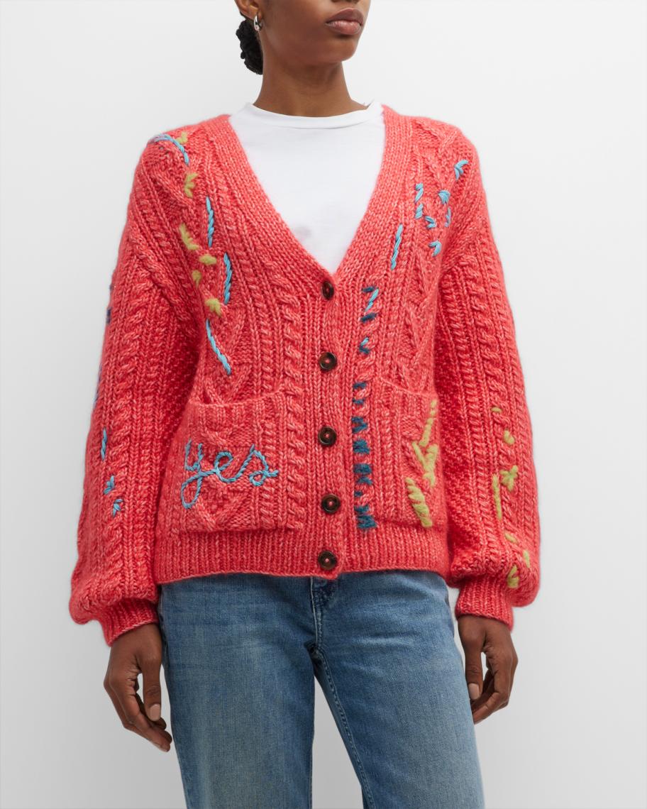 Robe Cardigan Long Lingua Franca Motif Fair Isle - Taille XS - Multicolore - Alpaga - Occasion Parfait état