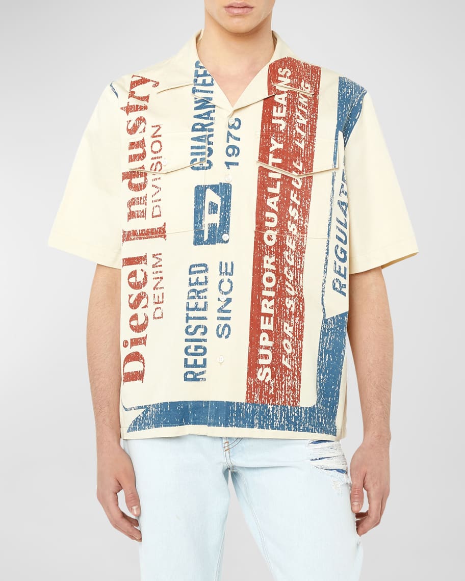 Diesel Men's S-Mac-22-A Label-Print Bowling Shirt | Neiman Marcus