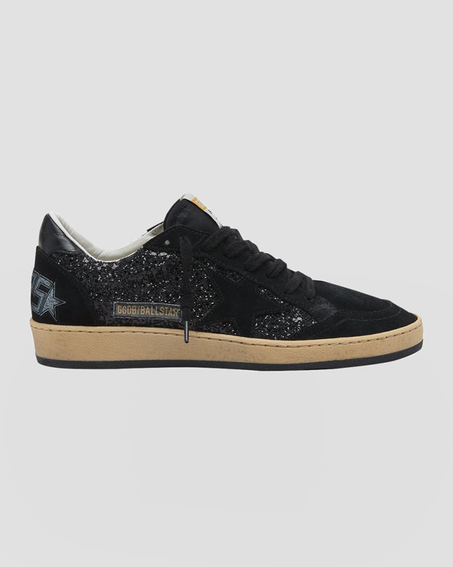 Golden Goose Ball Star Glitter and Suede Low-Top Sneakers | Neiman Marcus