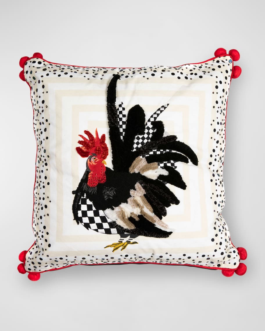 MacKenzieChilds Rooster Cotton Pillow Neiman Marcus