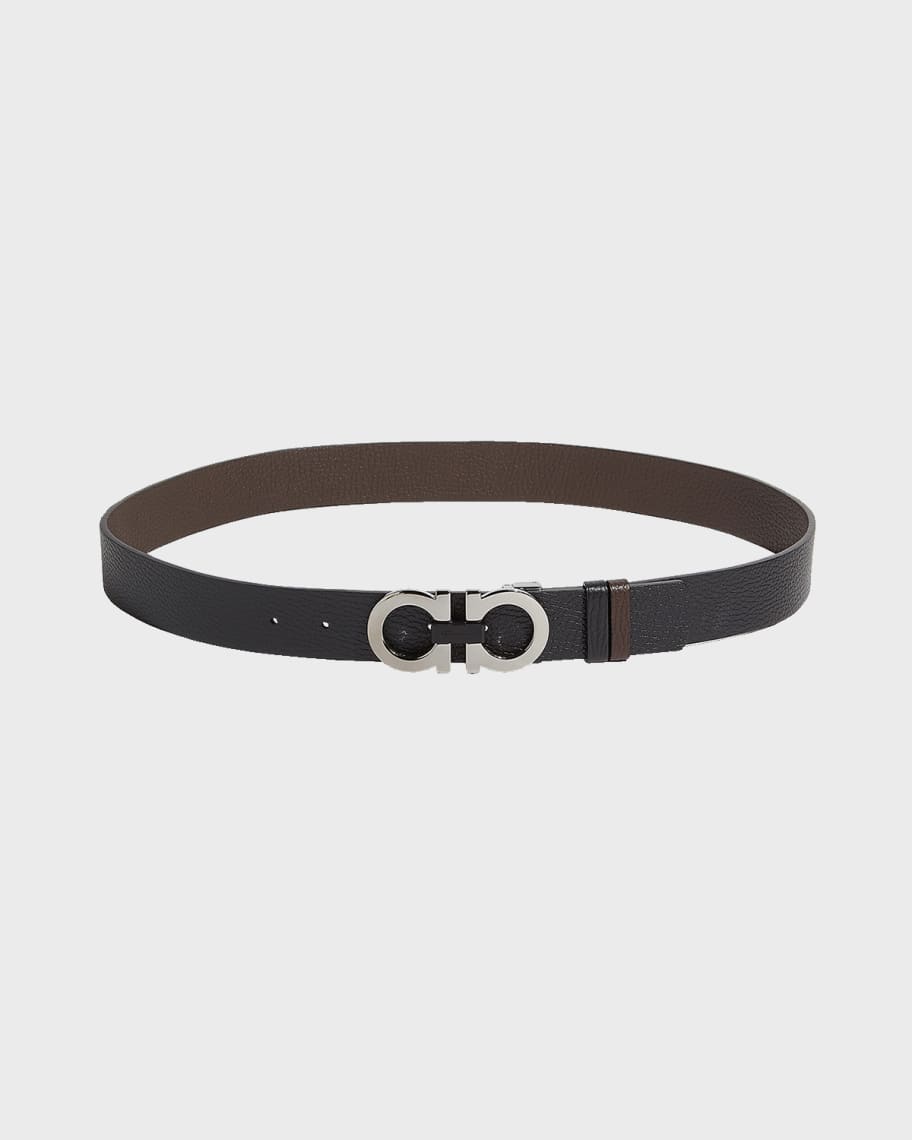 Ferragamo Men's Reversible Double-Gancini Leather Belt