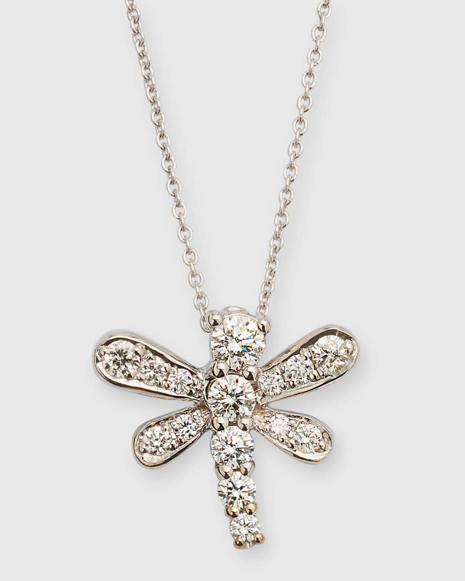 Roberto Coin 18K White Gold Diamond Dragonfly Necklace | Neiman Marcus