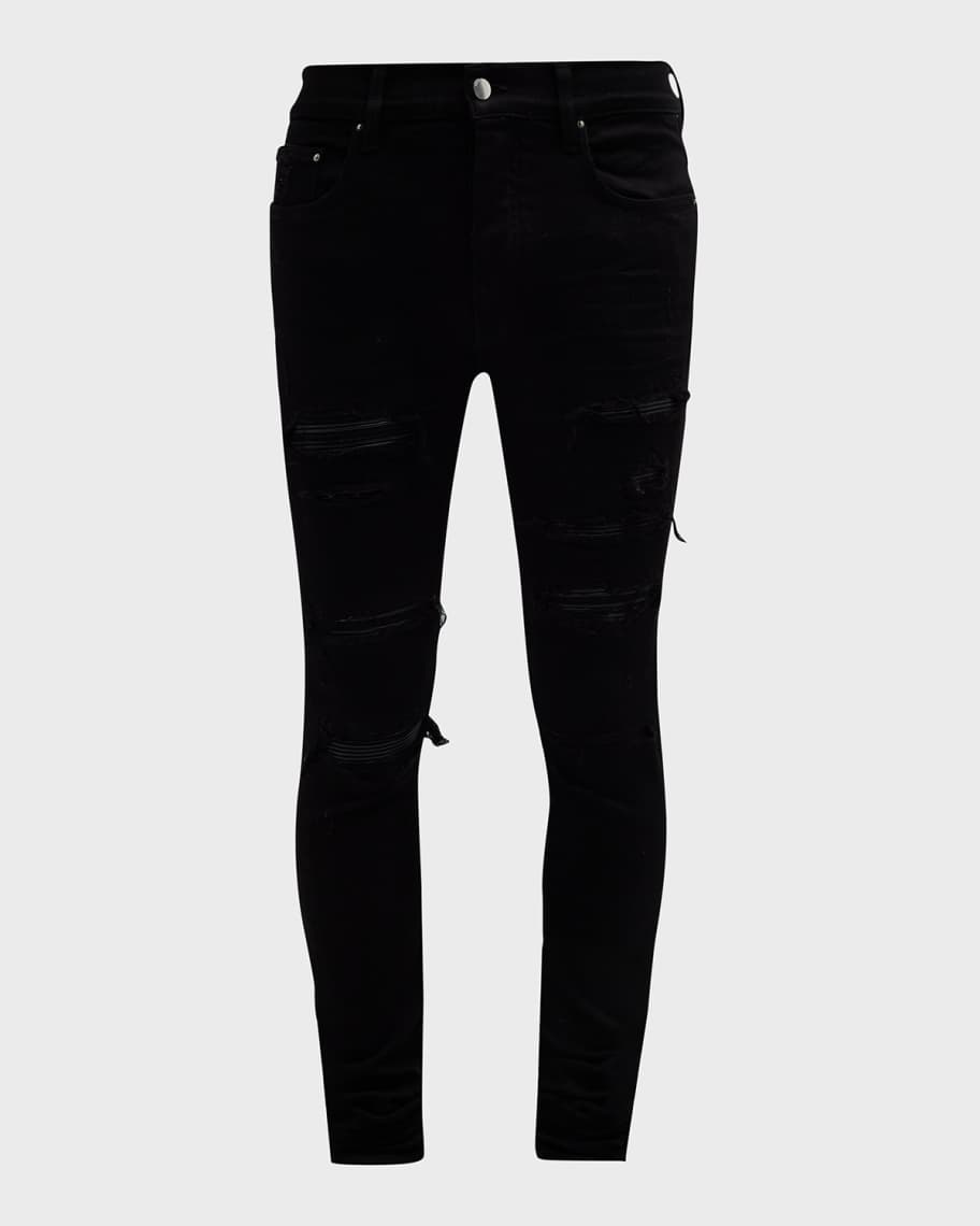 Amiri Men s Leather Patch Thrasher Jeans Neiman Marcus