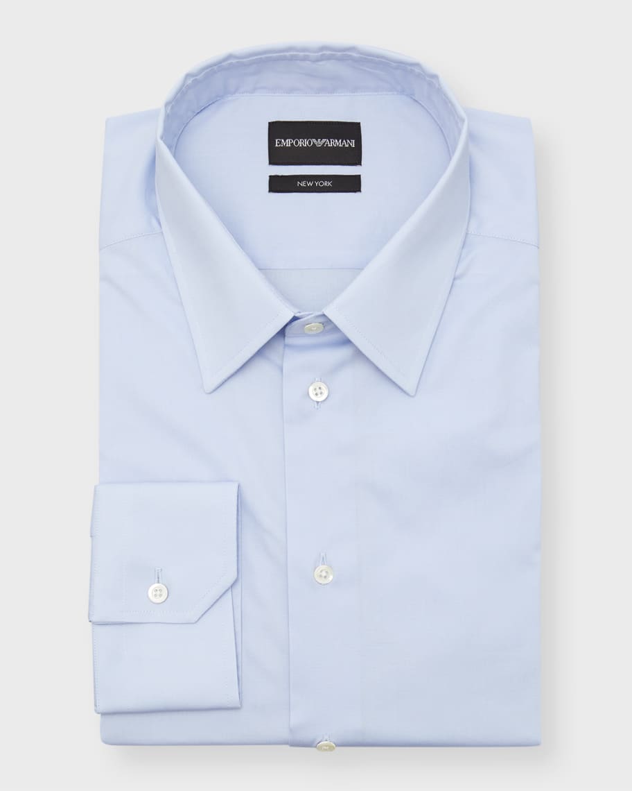 Emporio Armani Men's Point Collar Cotton Dress Shirt | Neiman Marcus