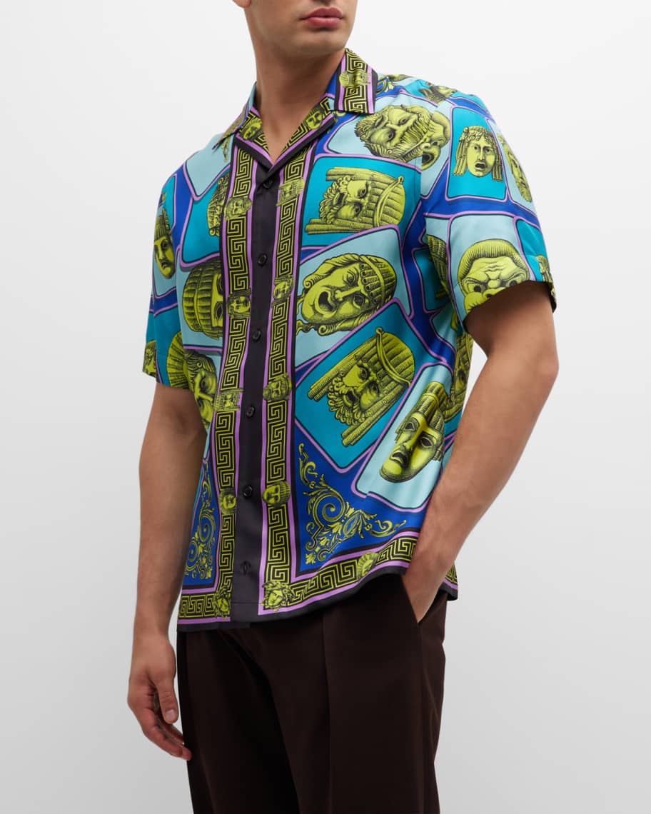 Versace Silk shirt with short sleeves, Men's Clothing
