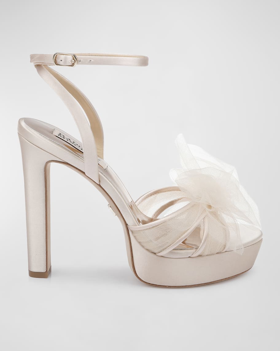 Badgley Mischka Sophie Tulle Bow Platform Sandals Neiman Marcus