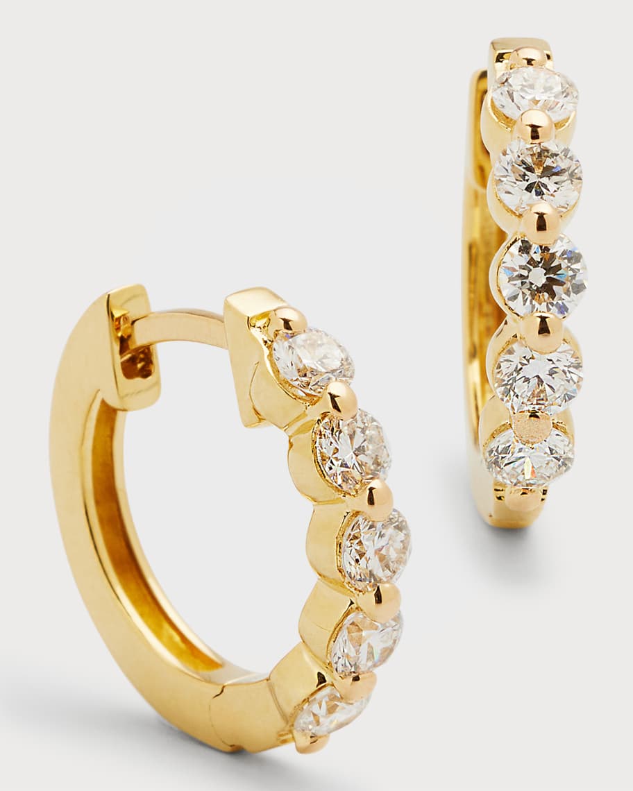 Neiman Marcus Diamonds 18K Yellow Gold Round Diamond Hoop Earrings, 0.8tcw Neiman Marcus