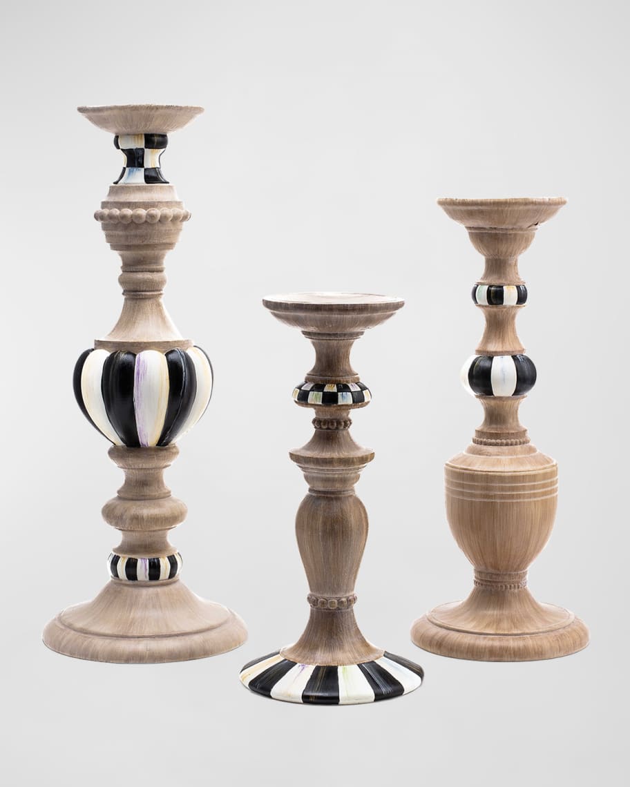 MacKenzieChilds Courtly Pillar Candle Holders, Set of 3 Neiman Marcus