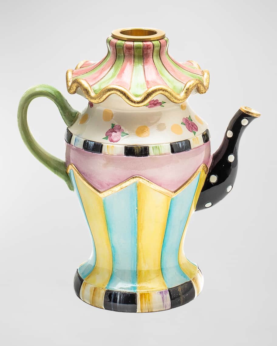 MacKenzieChilds Rose Garden Teapot Candle Holder Neiman Marcus