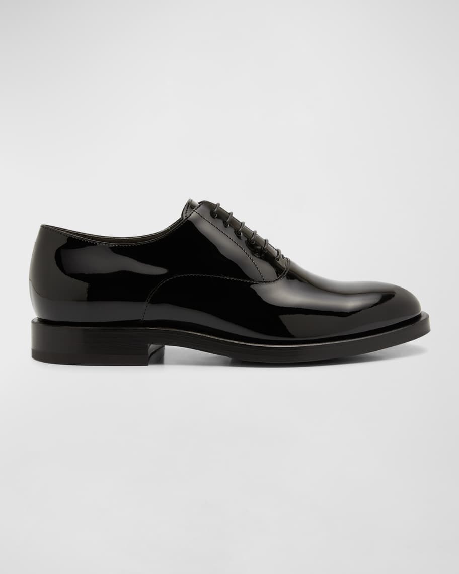 Brunello Cucinelli Men's Patent Leather Tuxedo Oxford Shoes | Neiman Marcus