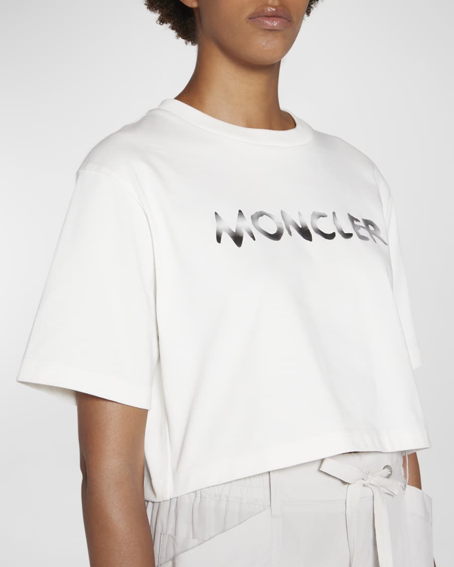 White Double logo cotton-jersey T-shirt, Moncler