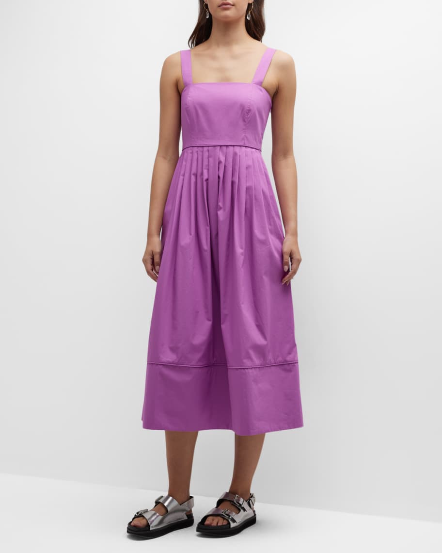 Co Pleated A-Line Midi Dress | Neiman Marcus
