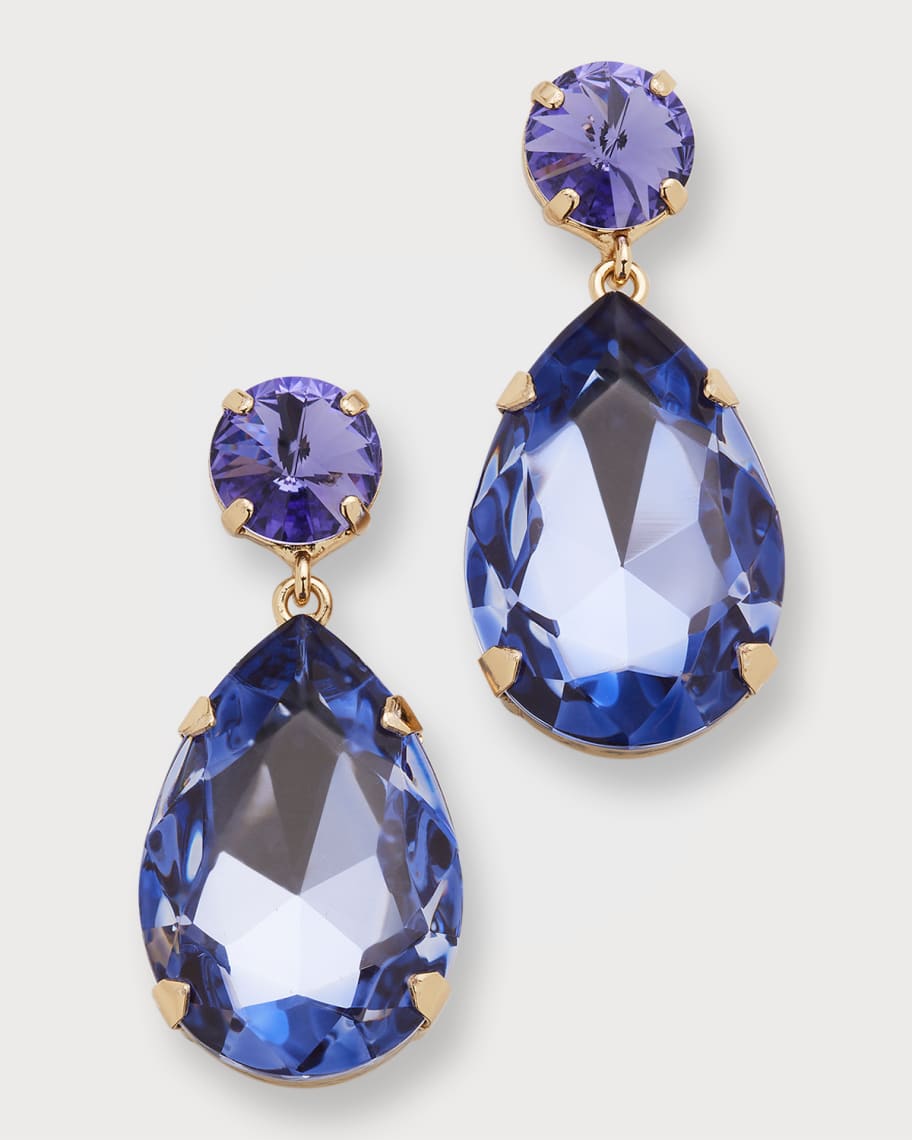 Alpha Round and Pear Crystal Drop Earrings