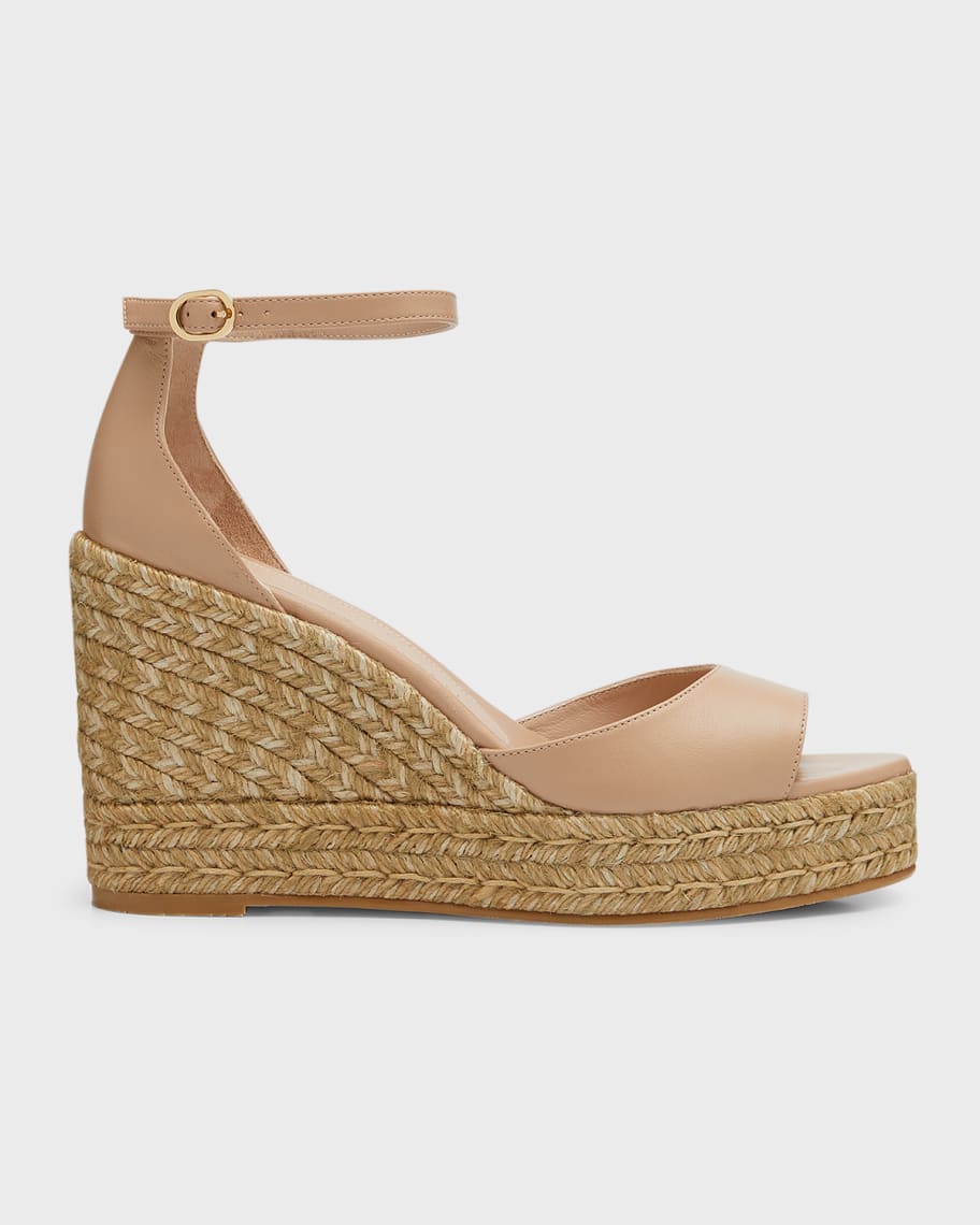 Stuart Weitzman Nudistcurve AnkleStrap Wedge Espadrille Sandals