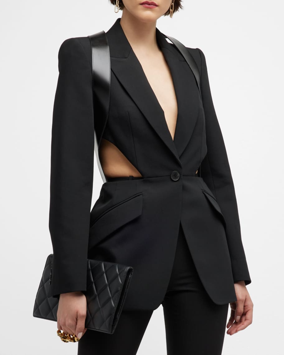 Alexander McQueen Eyelet Harness Tailored Blazer - Black