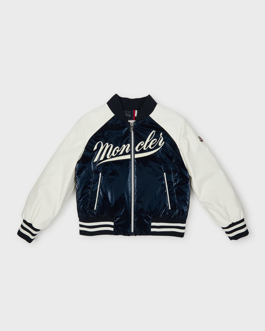 Moncler Boy's Radis Logo-Script Baseball Bomber Jacket, Size 4-6
