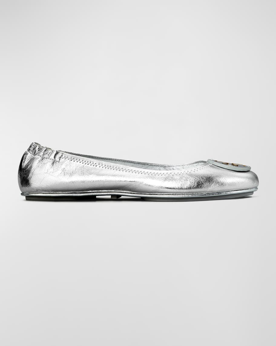 Tory burch minnie travel ballet flat silver discount