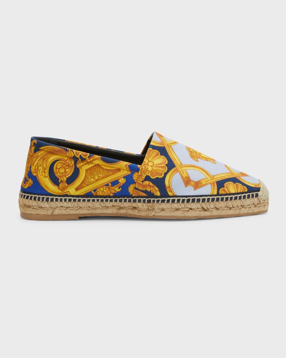 VERSACE♪セール♪ESPADRILLES 37 NEW $550 VERSACE Pink Yellow BAROCCO FLORAL LOGO