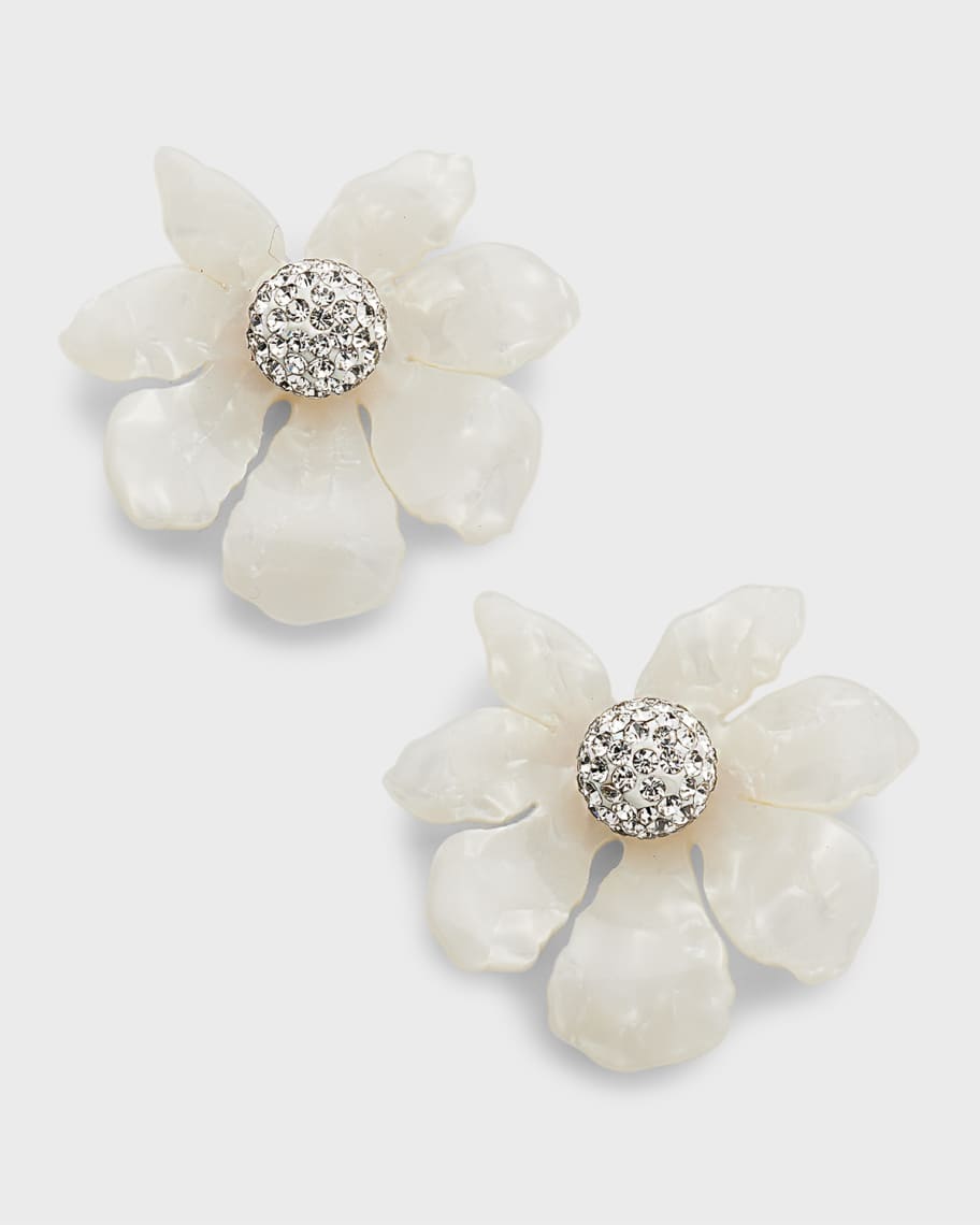 Lele Sadoughi Diamond Wallflower Button Earrings | Neiman Marcus