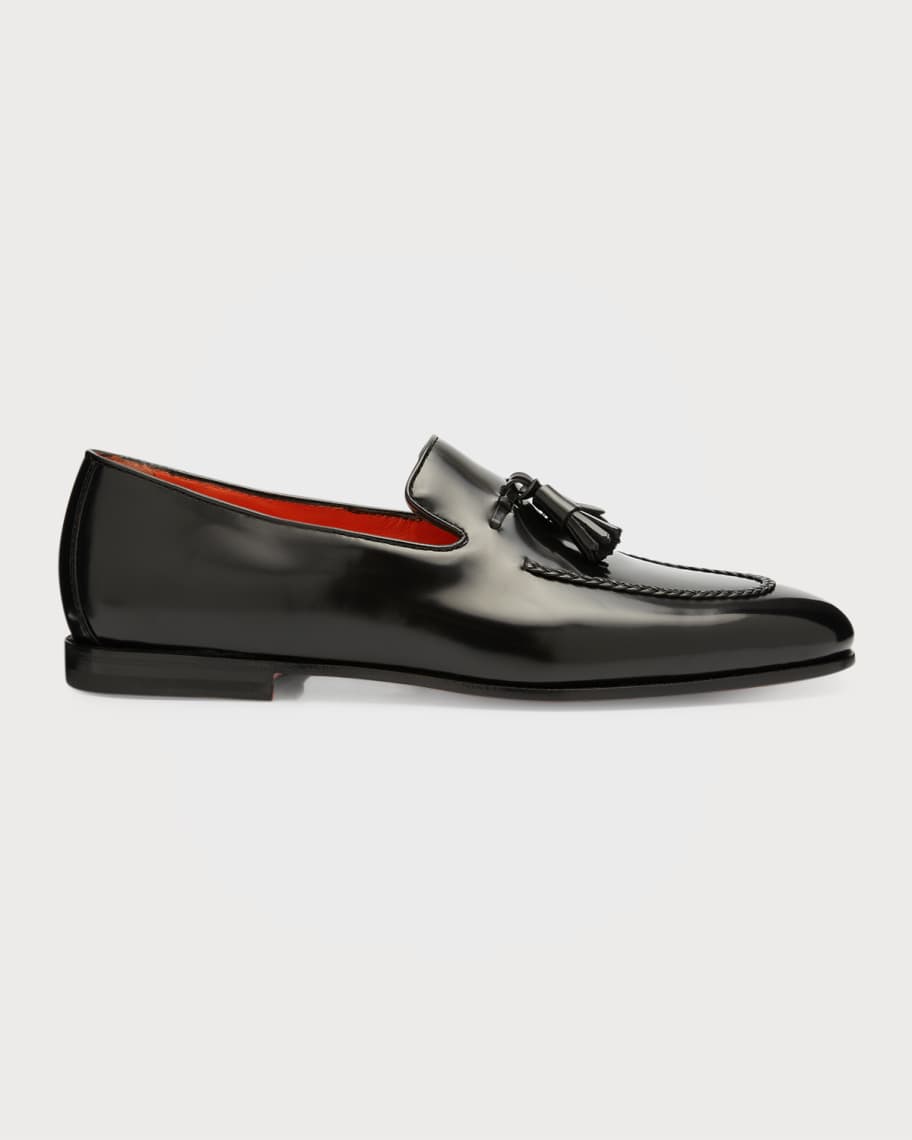 Santoni Men's Grizzly Polished Leather Tassel Loafers | Neiman Marcus