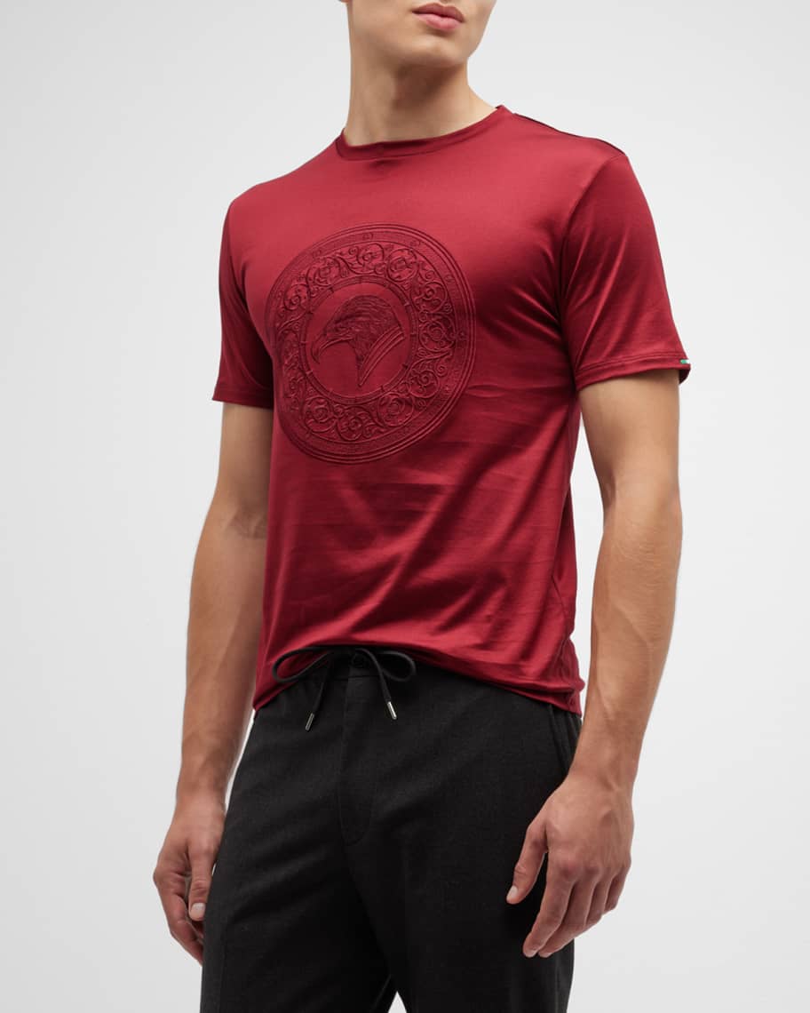 Stefano Ricci Men's Cotton-Modal Embroidered T-Shirt | Neiman Marcus