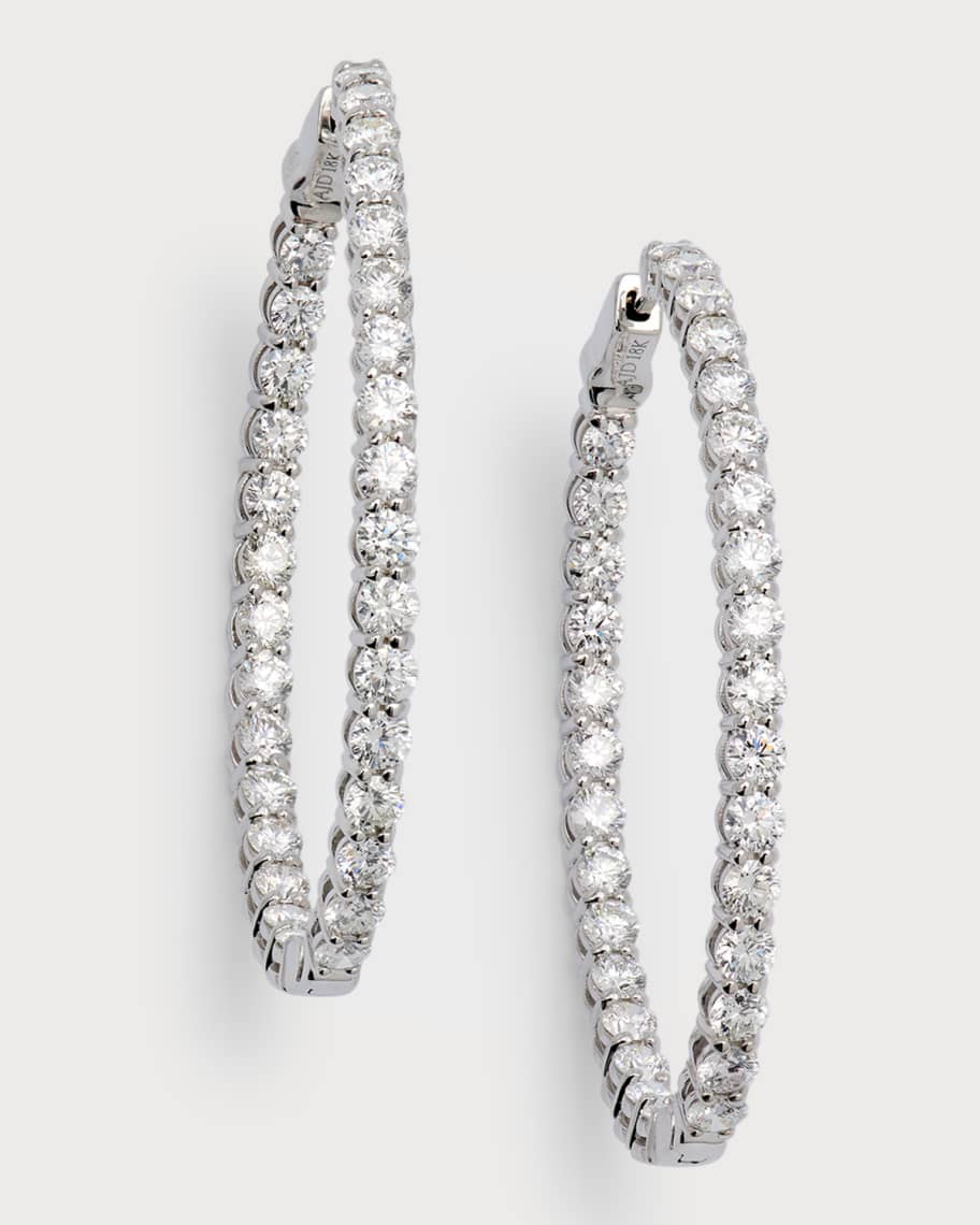 Neiman Marcus Diamonds 18K White Gold Diamond Hoop Earrings, 4.65tcw Neiman Marcus