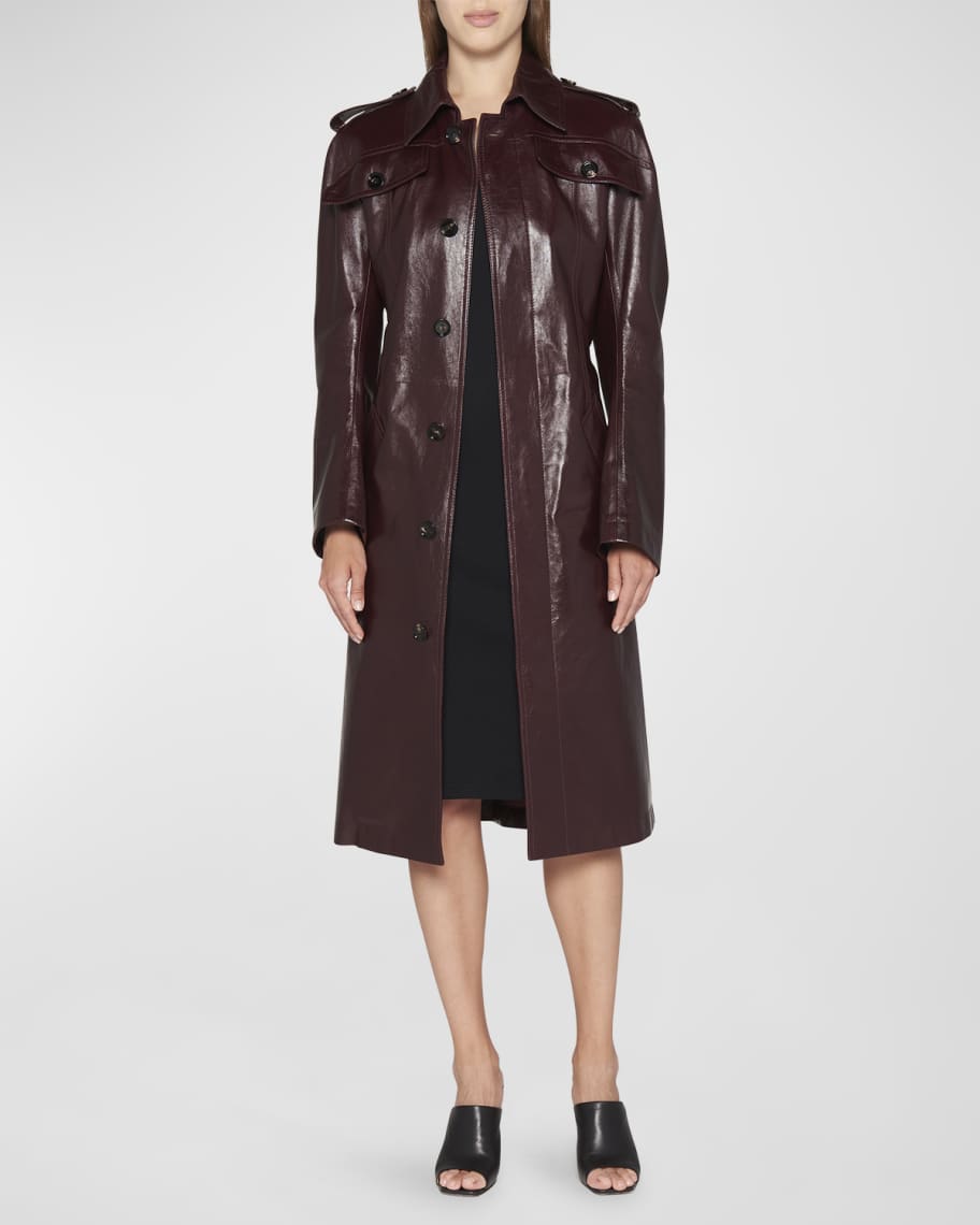 Bottega Veneta Belted Shiny Leather Trench Coat | Neiman Marcus