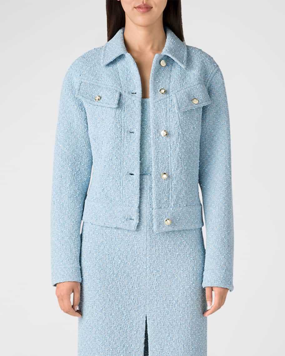 St. John Multi Boucle Tweed Knit Collared Jacket | Neiman Marcus