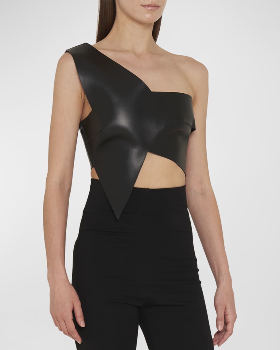 Amiri Ma Faux Leather Strapless Bustier Top - Bergdorf Goodman