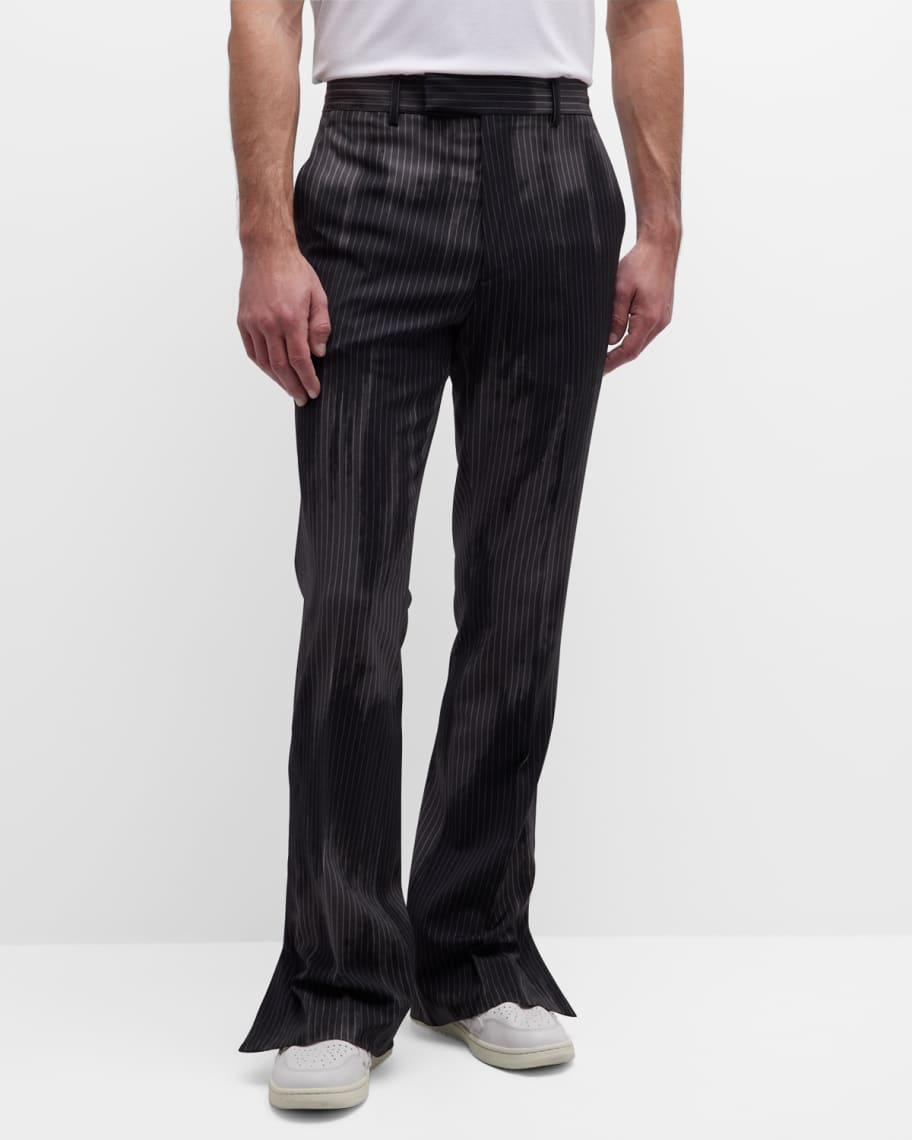 Amiri Leather Kick-flare Trousers in Black for Men