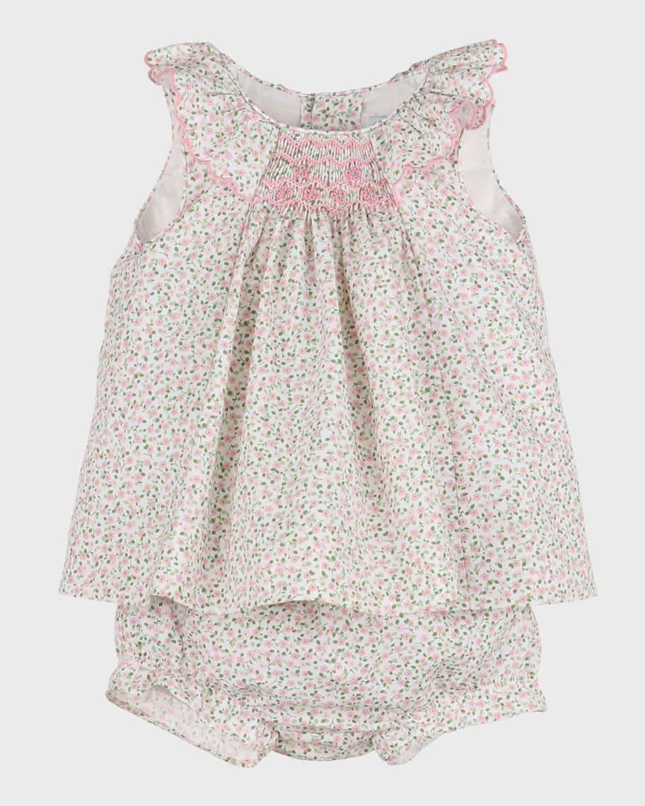 Luli & Me Girl's Ditsy FloralPrint Dress W/ Bloomers, Size 3M