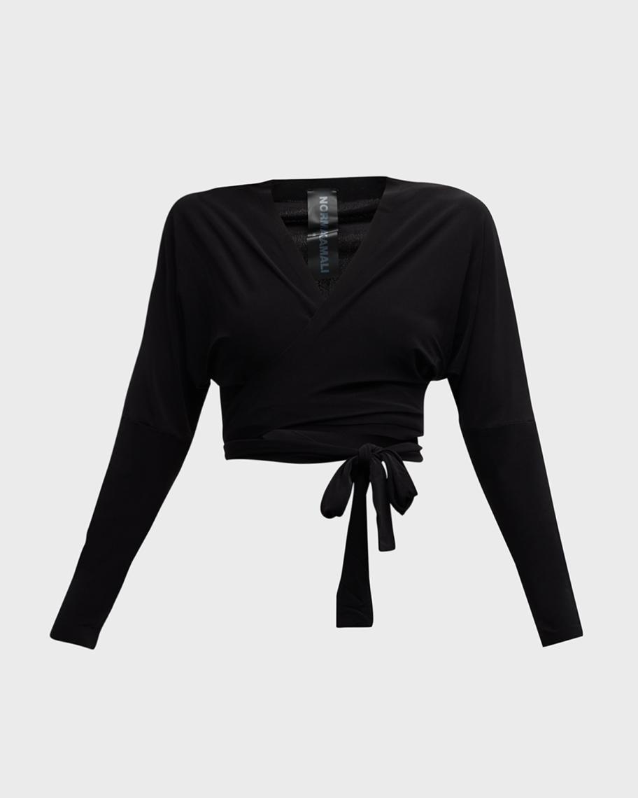 Norma Kamali Dolman Long-Sleeve Wrap Top | Neiman Marcus