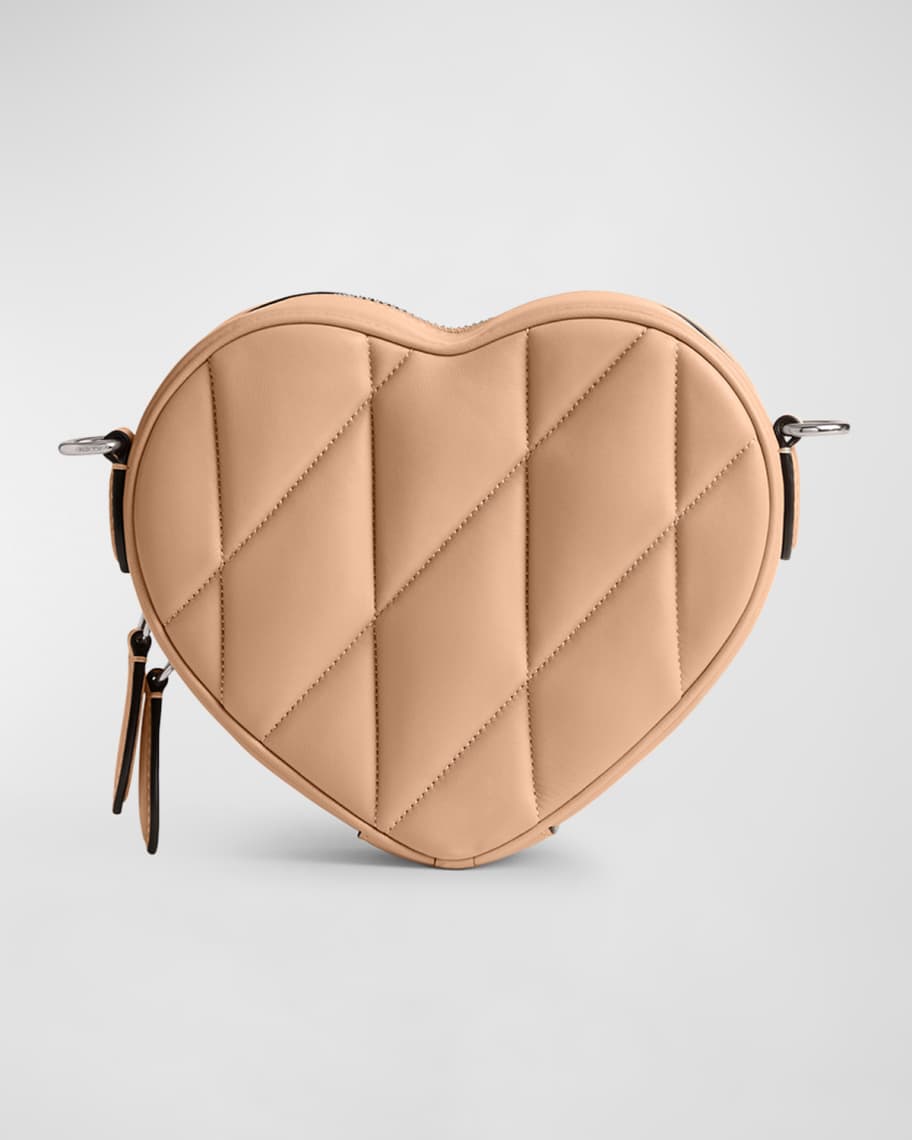 Image 3 of 4: Heart Quilted Leather Crossbody Bag