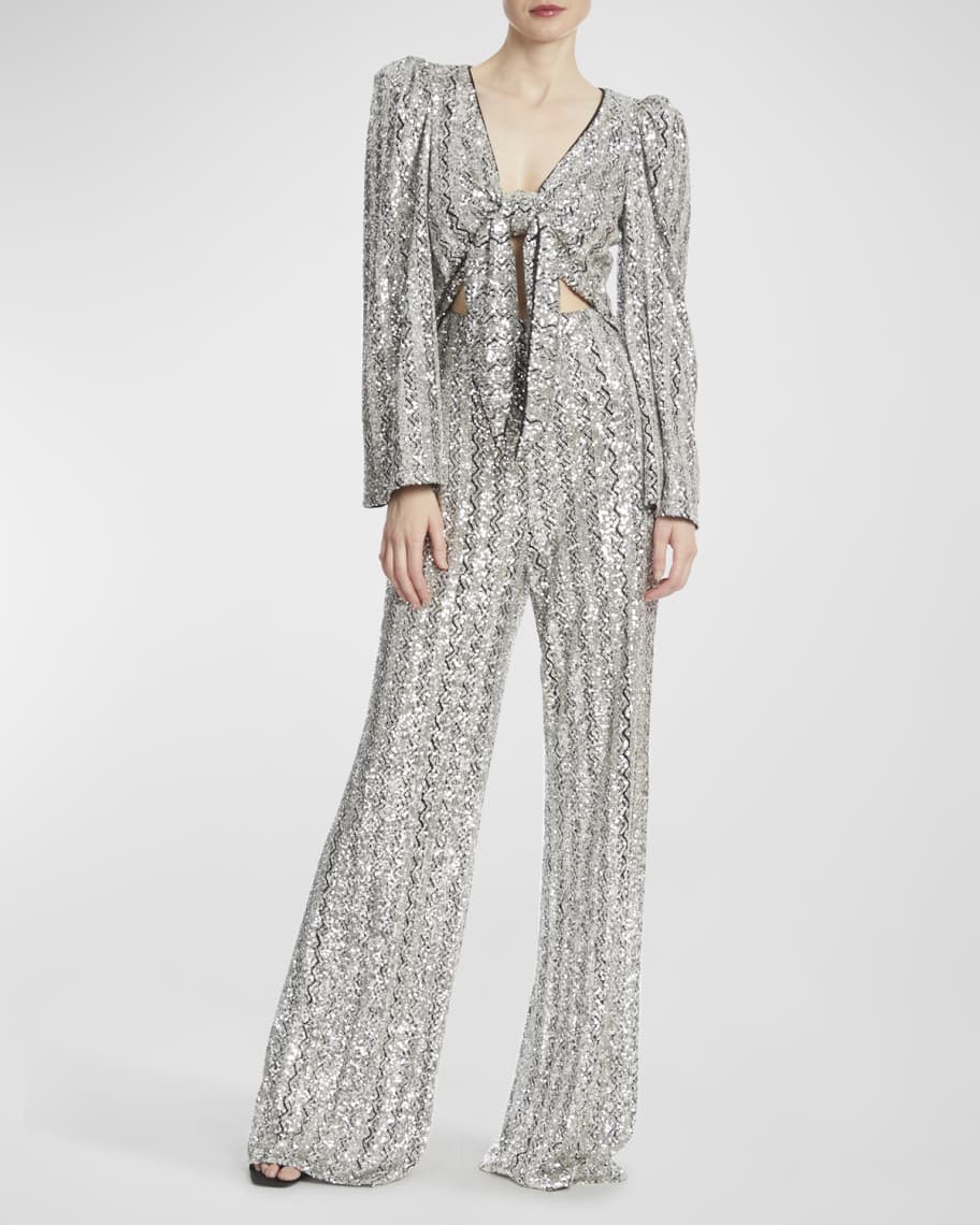 One33 Social Cutout Wide Leg Sequin Jumpsuit Neiman Marcus