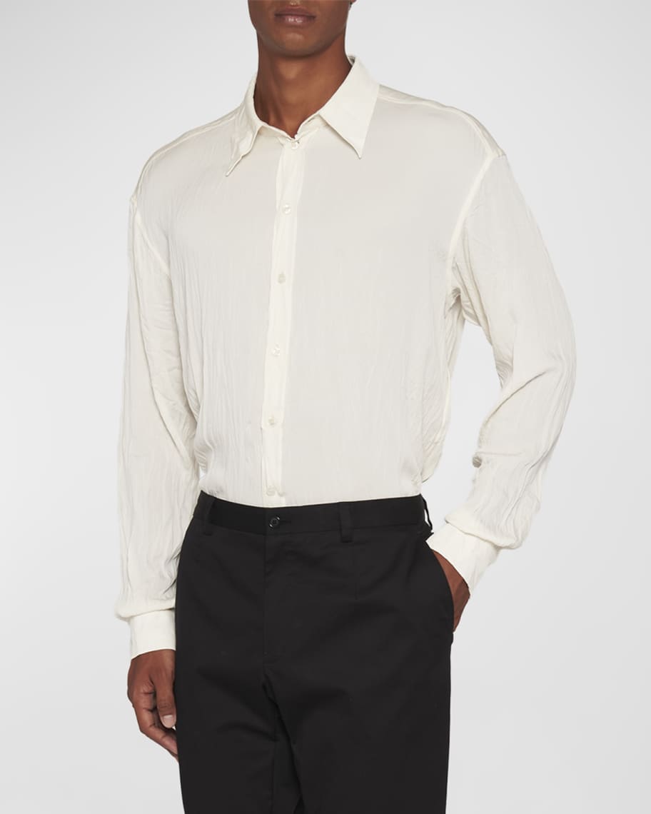 Dolce&Gabbana Men's Wrinkled Silk Dress Shirt