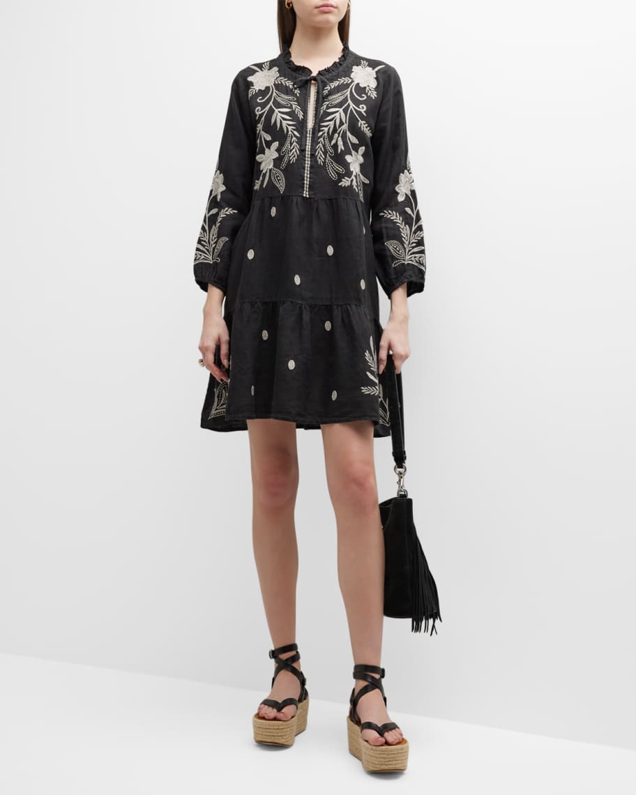 Johnny Was Frankie Embroidered Cutout Mini Dress | Neiman Marcus