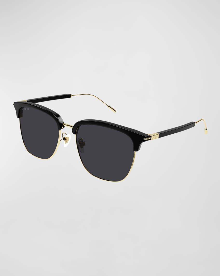 送料無料 通販 激安 Men's Gucci Half-Rim Neiman | Sunglasses Round Acetate/Metal 小物