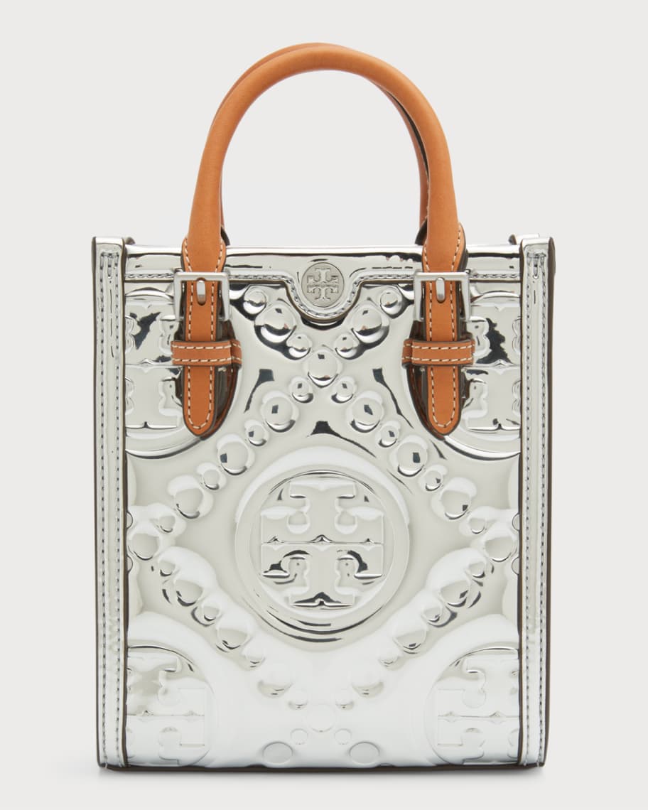 Tory Burch Ella Canvas Mini Tote (natural/silver) Handbags in