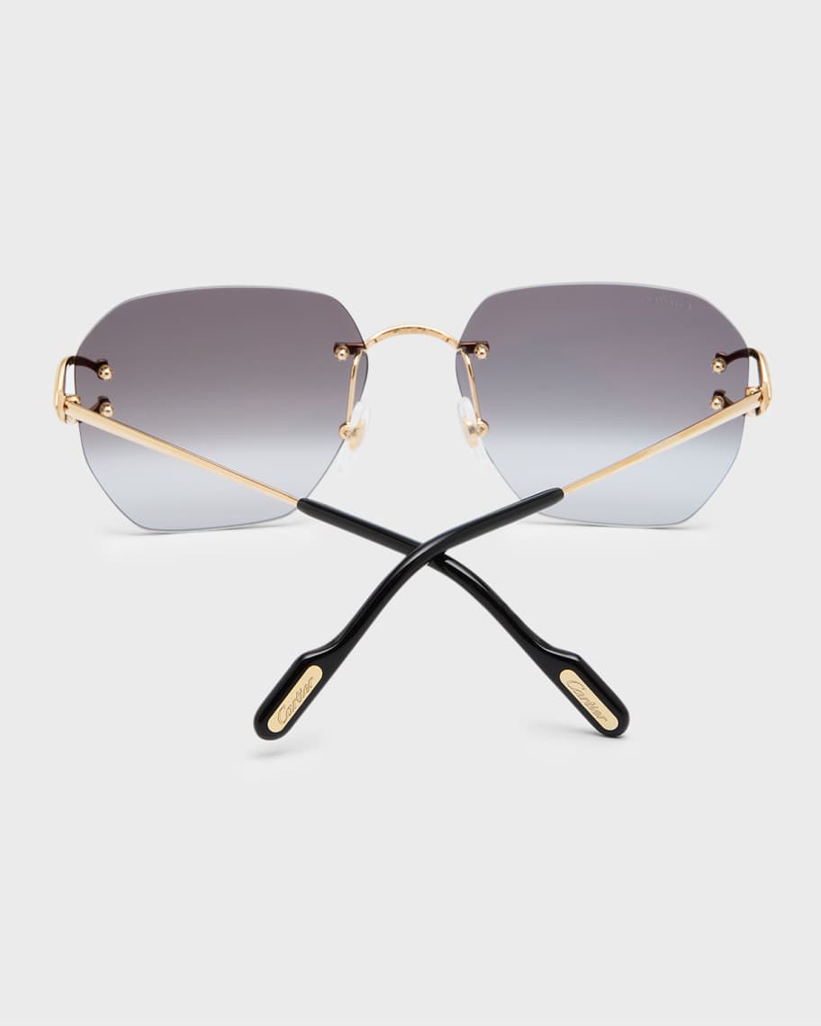 Image 3 of 5: Rimless Square Metal Sunglasses
