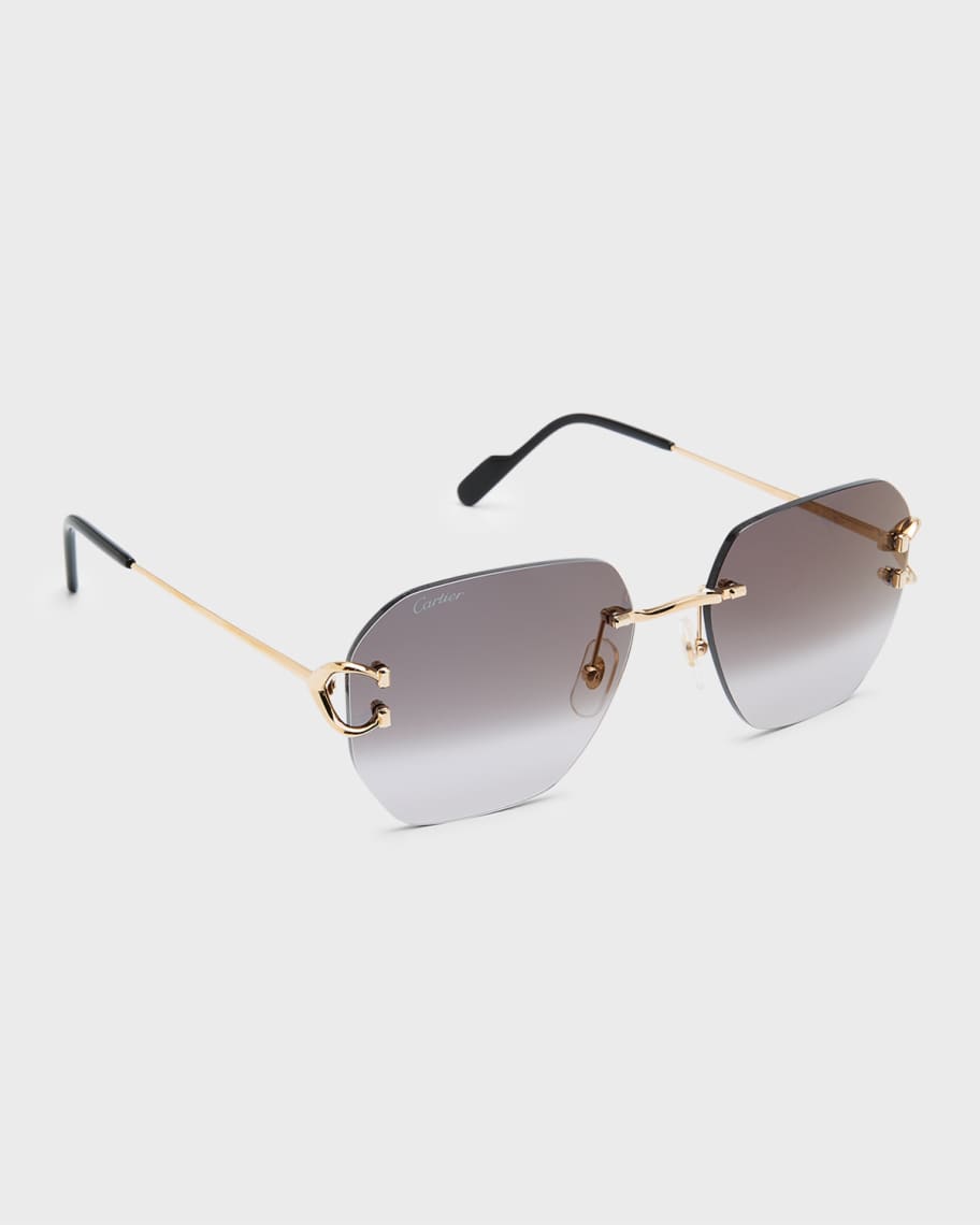 Image 1 of 5: Rimless Square Metal Sunglasses