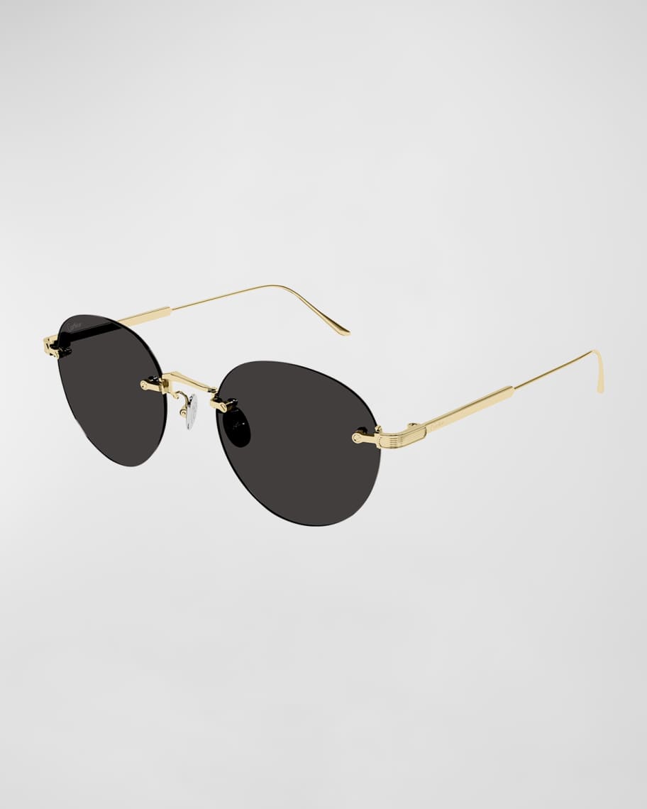 カルティエ　フォーク Cartier Men's Round Rimless Metal Sunglasses | Neiman Marcus