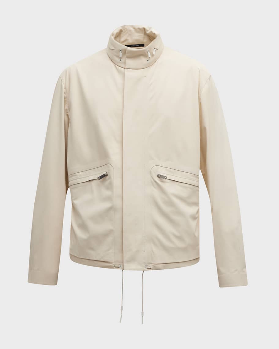 ZEGNA Men's Stowaway Hood Nubuck Blouson Jacket | Neiman Marcus