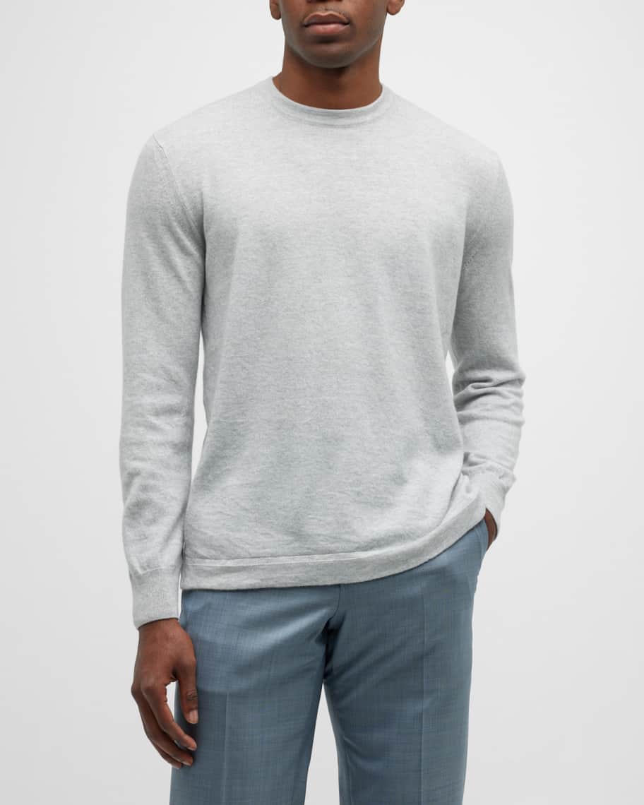 ZEGNA Men's Cashmere-Linen Crewneck Sweater | Neiman Marcus