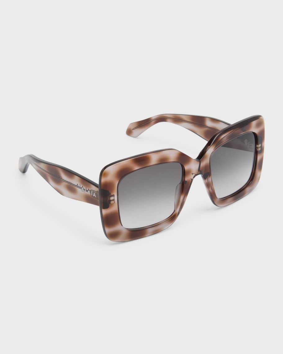 ALAIA アライア ロゴ スクエア サングラス ALAIA Logo Square Acetate Sunglasses | Neiman Marcus