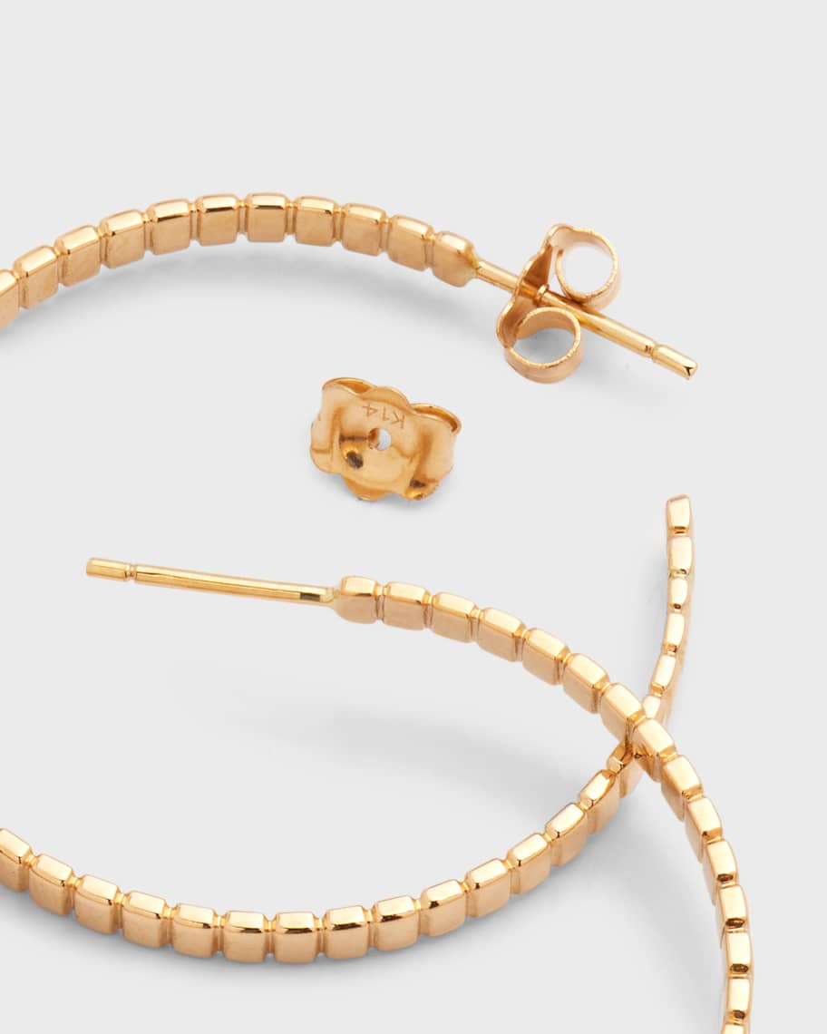 Image 3 of 5: 14K Skinny Tag Hoop Earrings, 30mm