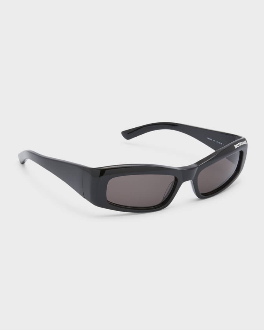 Balenciaga Men's Square Acetate Sunglasses with Etched Logo | Neiman Marcus